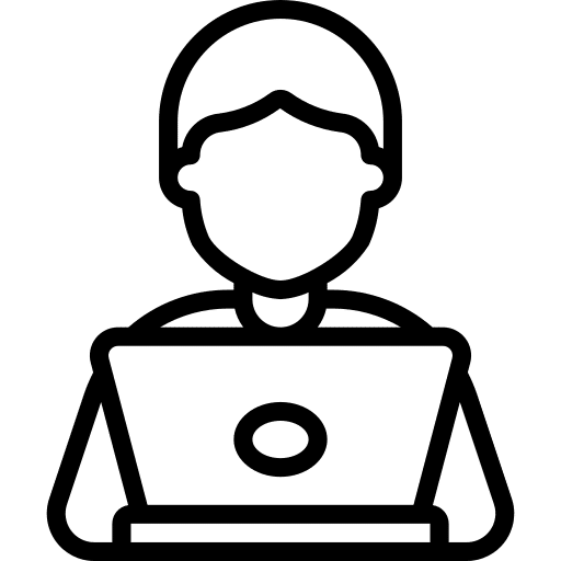 Icon of a person working on a laptop, representing self-employment.